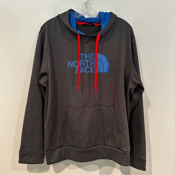 The North Face Pullover Hoodie Men's Size Large Charcoal Gray Blue‎ Lining - Picture 1 of 7